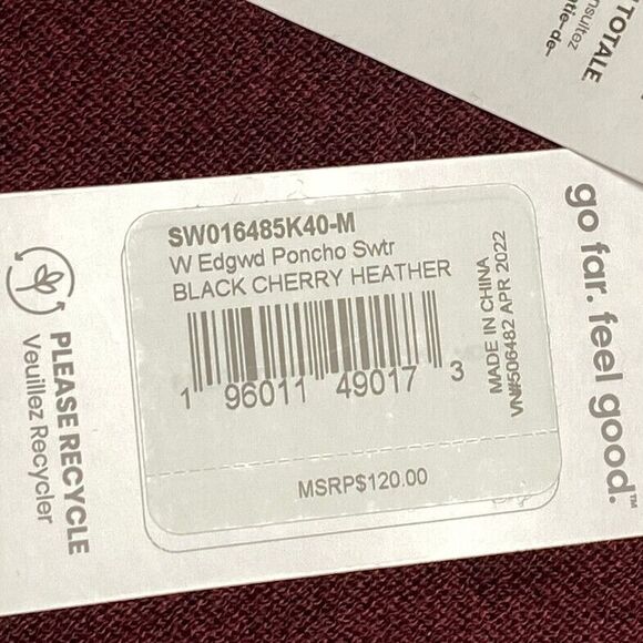 Smartwool Edgewood Poncho Sweater Black Cherry Heather Women's Size M MSRP: $120 - Picture 4 of 16